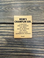 Heim's Champlin Ser. Westport Cafe McPherson Kansas Vintage Matchbook picture