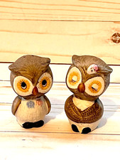 Vintage Porcelain OWL SALT & PEPPER SHAKERS 1960's Korea 2 5/8