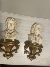 2 VTG 1973 BURWOOD 3D Wall Hanging Plaques BEETHOVEN & BACH Busts 12