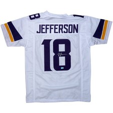 Justin Jefferson Autographed Minnesota (White #18) Custom Jersey - Beckett picture