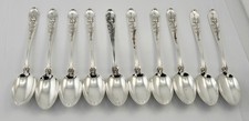Vintage Wallace Sterling Silver Rose Bud Demitasse Coffee Spoons Set of 10 - 83g picture