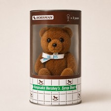 Vintage 1998 Hershey's Syrup Bear Plush Bank in Canister – Horsman Keepsake Toy picture