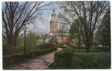 Granville OH Denison University Chapel Walk 1950s Postcard Ohio picture
