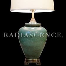 MASSIVE MARBRO CELEDON GINGER JAR MODERN CERAMIC ART POTTERY TABLE LAMP 60's picture