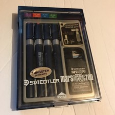 Vintage Staedtler Marsmatic 700 Technical Drawing Drafting 4pc Pen Set 747 Ink picture