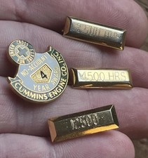 Vtg Cummins Engine Co Safety Award Pin 4pc Lot No Accident 2500 4500 12500 Hrs picture