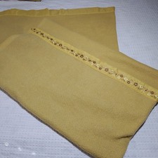 Vtg Sears Embroidery Satin Trim Blanket Gold Waffle Weave Embroidered 85x66 picture