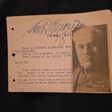 AUTOGRAPH -- Major General Robert Alexander picture