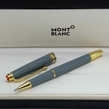 Montblancc Rollerball Pen Blue Gray /Gold Trim w/ Gift Box VIP Gift Rare picture