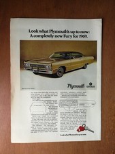 Vintage 1969 Plymouth Sport Fury Print Ad 2-DOOR Hardtop Chrysler Gold Car picture