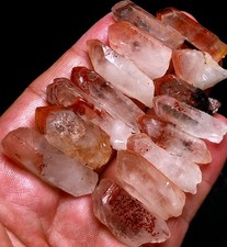 69g 15PC Natural Phantom 'Red Ghost' Lemurian QUARTZ Crystal Point&Pyramid t847 picture