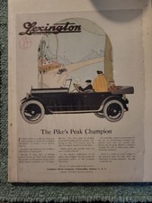 Vintage Advertising Lexington Motor Company Minute Man Six Pikes Peak Champion picture
