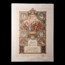 1913 Religious Marriage Certificate Litho Victorian Art Buffalo NY Genealogy  picture