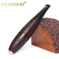 MUXIANG Sandblasted Zeppelin Pipe Briar Tobacco Pipe Small Portable Wooden Pipe picture