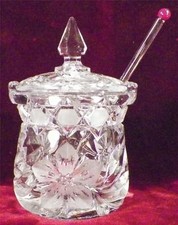 McKee Clematis Sugar Bowl #410 innovation Cut Pressed Clear Glass 1910s Antique picture