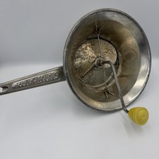 VTG 1932 French Hand Food Mill Moulin Legumes Metal Kitchen Utensil Decor Yellow picture