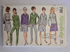 Simplicity 7191 Vintage Pattern Jacket Overblouse Skirt Pants 1967 Sz 12 Cut picture