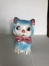 GRANTCREST Japan HANDPAINTED POTTERY KITTEN CAT PLANTER VINTAGE JAPAN ART picture