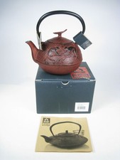 NEW Teavana Japanese Cast Iron Red Monkey 25oz Teapot With Handle Lid Box picture