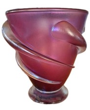 Cranberry Blown Art Glass Vase Signed 5.5