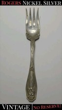 ✨1910✨ Rogers Edwardian Nickel Silver Cold Meat Serving Fork 8.5