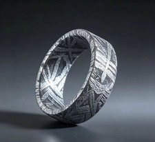 Round Meteorite RING Muonionalusta meteorite wedding ring, size:12 picture