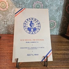 1944 Pearl Harbor Naval Air Station Independence Day Menu picture
