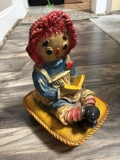 Rare Vintage 1973 Raggedy Ann & Andy Ball Chalkware Hydro Craft Room Decor 12” picture