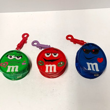 M&M’s Character Coin Purse Set Green Red Blue Clip-On 2003 keychain Valentines picture