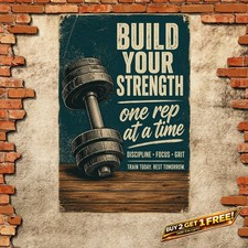 Christian Gym Motivation Metal Sign Faith Fitness Room Wall Decor Plaque picture