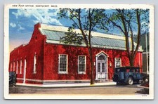 Vintage Linen Postcard New Post Office Nantucket MA Antique 1930s picture