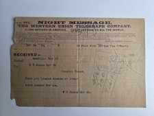 1890s Western Union Telegram Amarillo Houston Texas Lumber Night Message picture