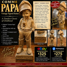 Vintage Comme Papa Boy Metal Figurine Antique Finish Textured 1931 picture