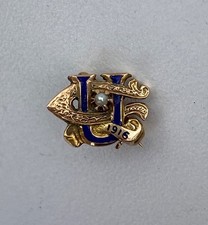 Antique 1916 University of Utah 14K Gold Class Pin  - Clarke Maker / Seed Pearl picture