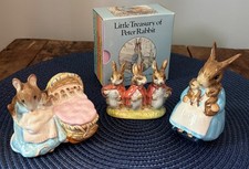 3 Vintage Beswick Beatrix Potter Figurines and Little Treasury of Peter Rabbit picture