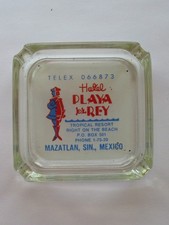 Hotel Playa Rey Vintage Glass Advertising Ashtray  - Mexico Early 1960s picture