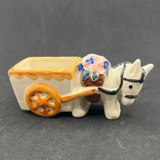 Pioneer Mose Co Japan Vintage Ceramic Donkey Cart Planter Multicolor Burro Wagon picture