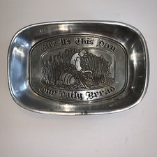 Pewter Tray Duratale By Leonard Give Us This Day Our Daily Bread See Pics E1 picture