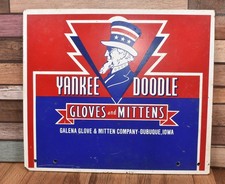 Vintage Yankee Doodle Gloves & Mittens Galena Glove Co Double Sided Sign picture