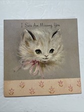 VTG 1959 Cat Missing You Greeting Card By Hallmark picture