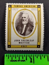 Vintage John Whittier Poet Famous Americans Poster Stamp picture