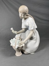 Vintage 1970’s Lladro Retired Figurine-  Girl With Tulips Basket # 4720, Matte picture