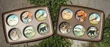 Vintage 1960s Wildlife Serving Trays Set • Mid Century Cabin Barware picture