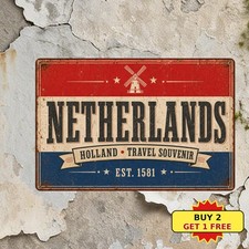Netherlands Dutch National Flag Metal Sign Heavy Country Plaque picture