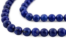 Vintage Round Bright Lapis Lazuli Beads 10mm Blue Gemstone 16 Inch Strand picture