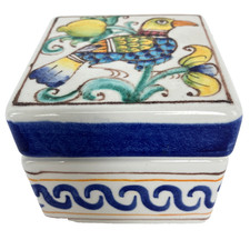 Vintage Adele Stefanelli Ceramic Hand Painted Bird Trinket Box Venice Italy picture