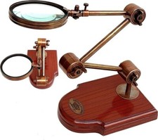 Antique Desk Magnifier Moveable Lens Kelvin & Hugnes London Marine Adjustable Ma picture
