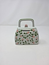 Vintage Beautiful Ceramic Floral Purse Coin Bank Piggy Bank Andrea by Sadek picture