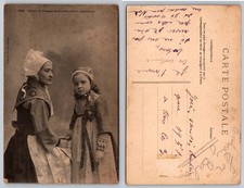 Plougastel-Daoulas France RPPC Breton Costumes Woman Girl 1951 Postcard picture