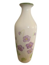 Weiss Hand Painted Made In Brazil Floral Vase With Purple Flowers 10” picture